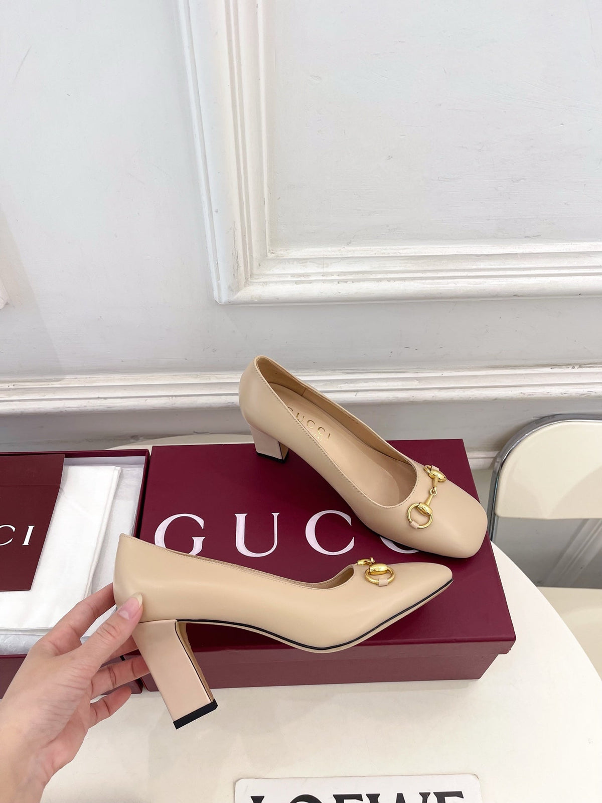 GG 26s Signora Pump 7.5cm Beige Leather 640309