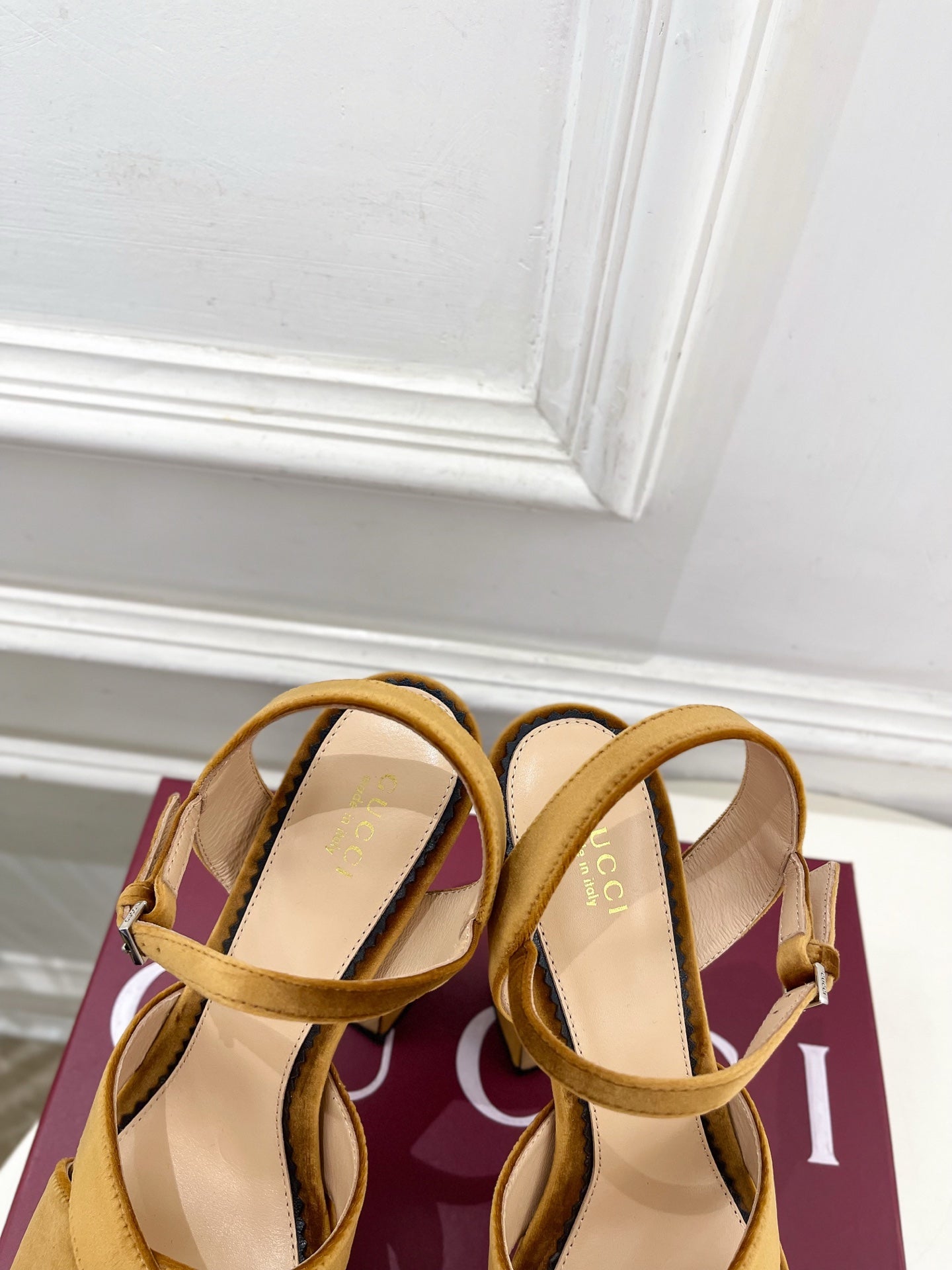 GG Janaya Platform Sandals 15.5cm Brown Suede 891842