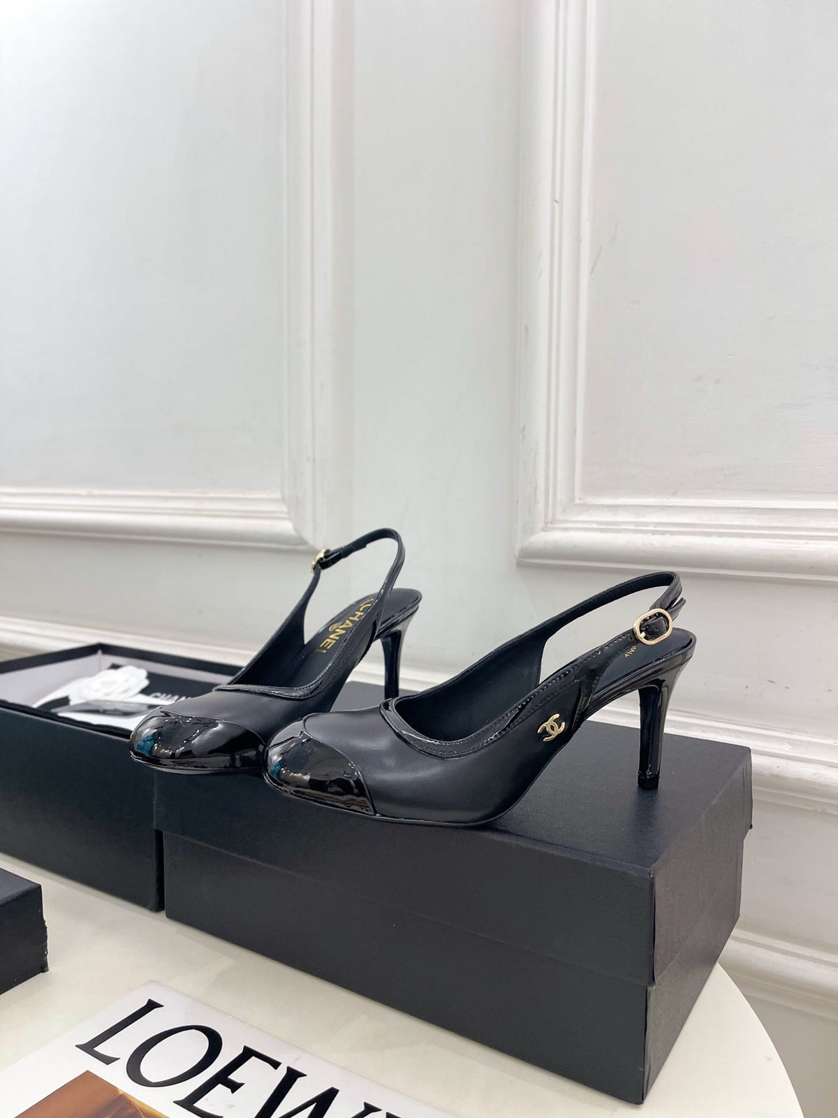 CC 26s Slingbacks Conic Heel 9cm Black Leather 946881