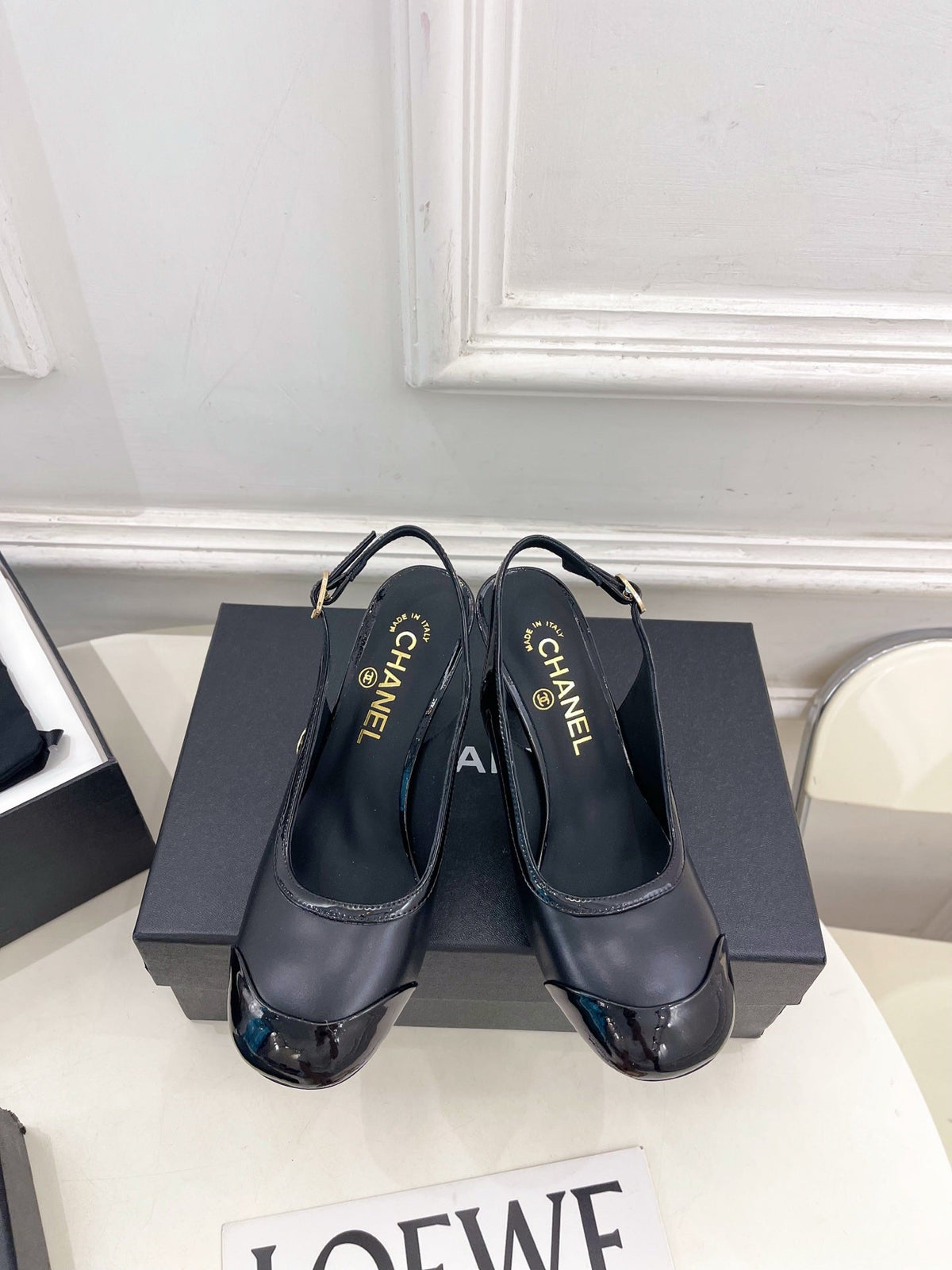 CC 26s Slingbacks Conic Heel 9cm Black Leather 946881