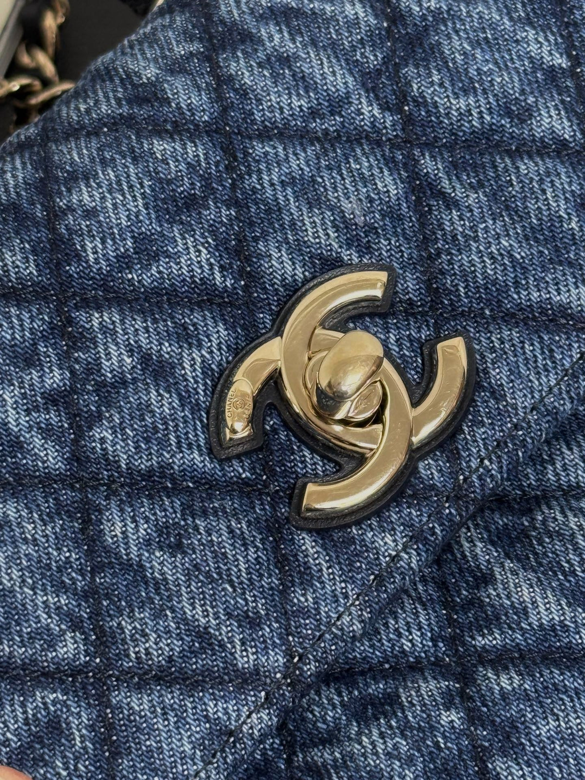 Chanel 2026 Clutch Bag With Strap Blue Black Denim Leather
