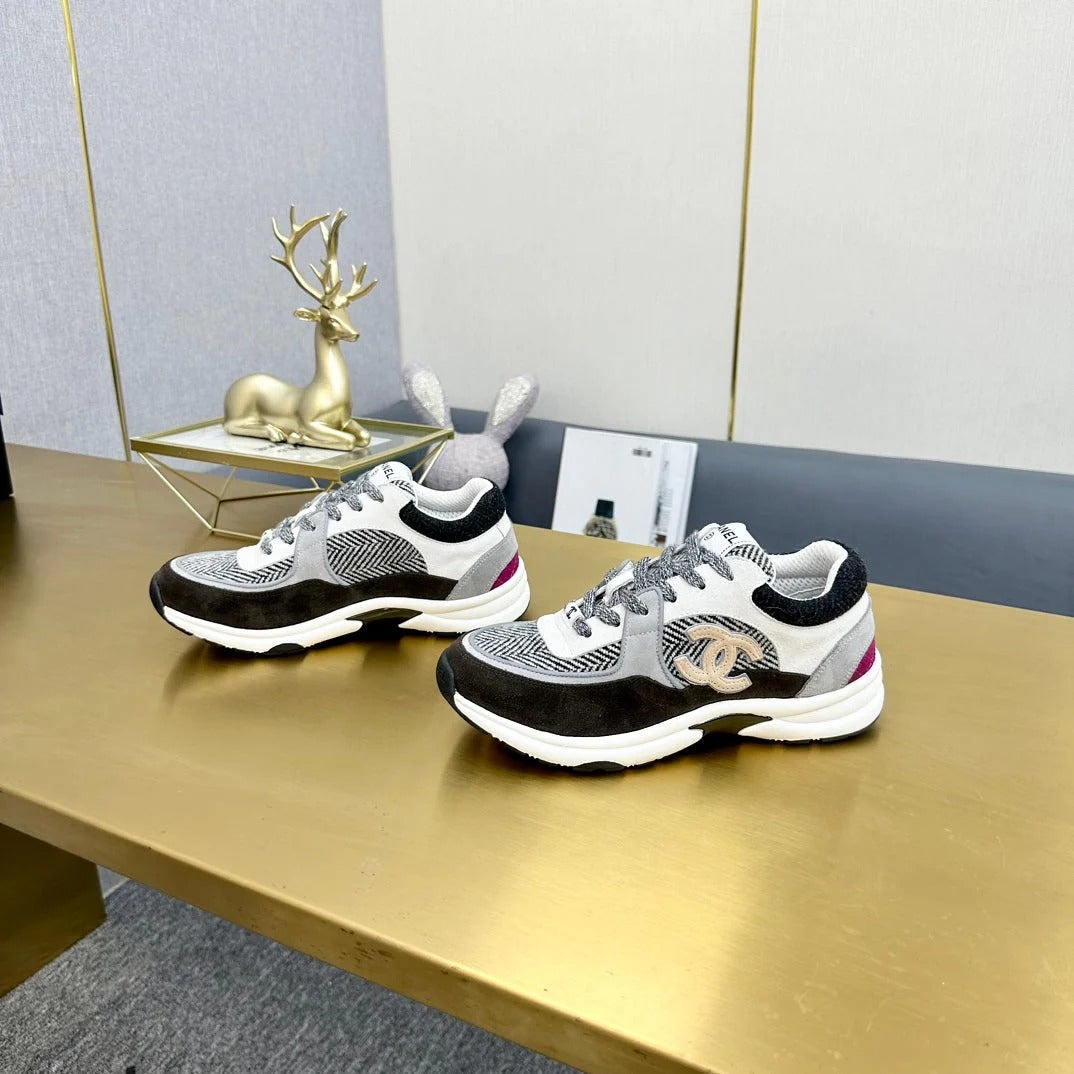 CC 2026 Casual Sneakers Black Gray Suede Canvas 668054
