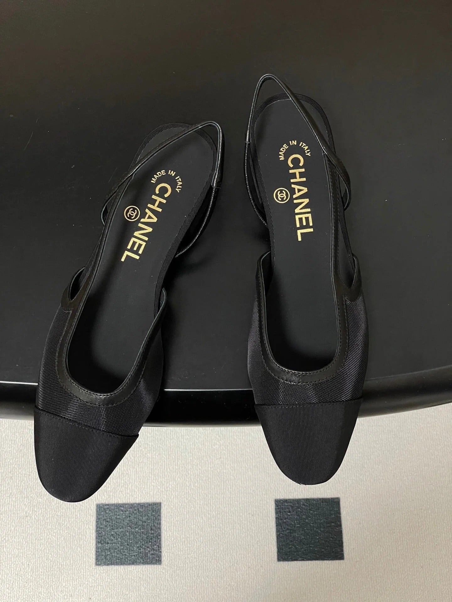 CC 26s Slingback Black Mesh Fabric Sheepskin 649450