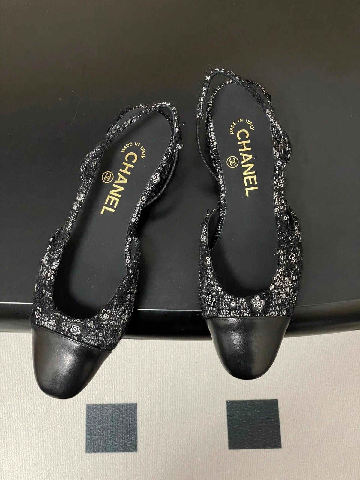 CC 26s Slingback Black Tweed Sheepskin 649420