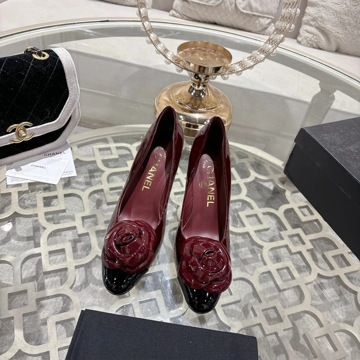 CC 26s High Heels Pump 85 Burgundy Black Patent Leather 627004