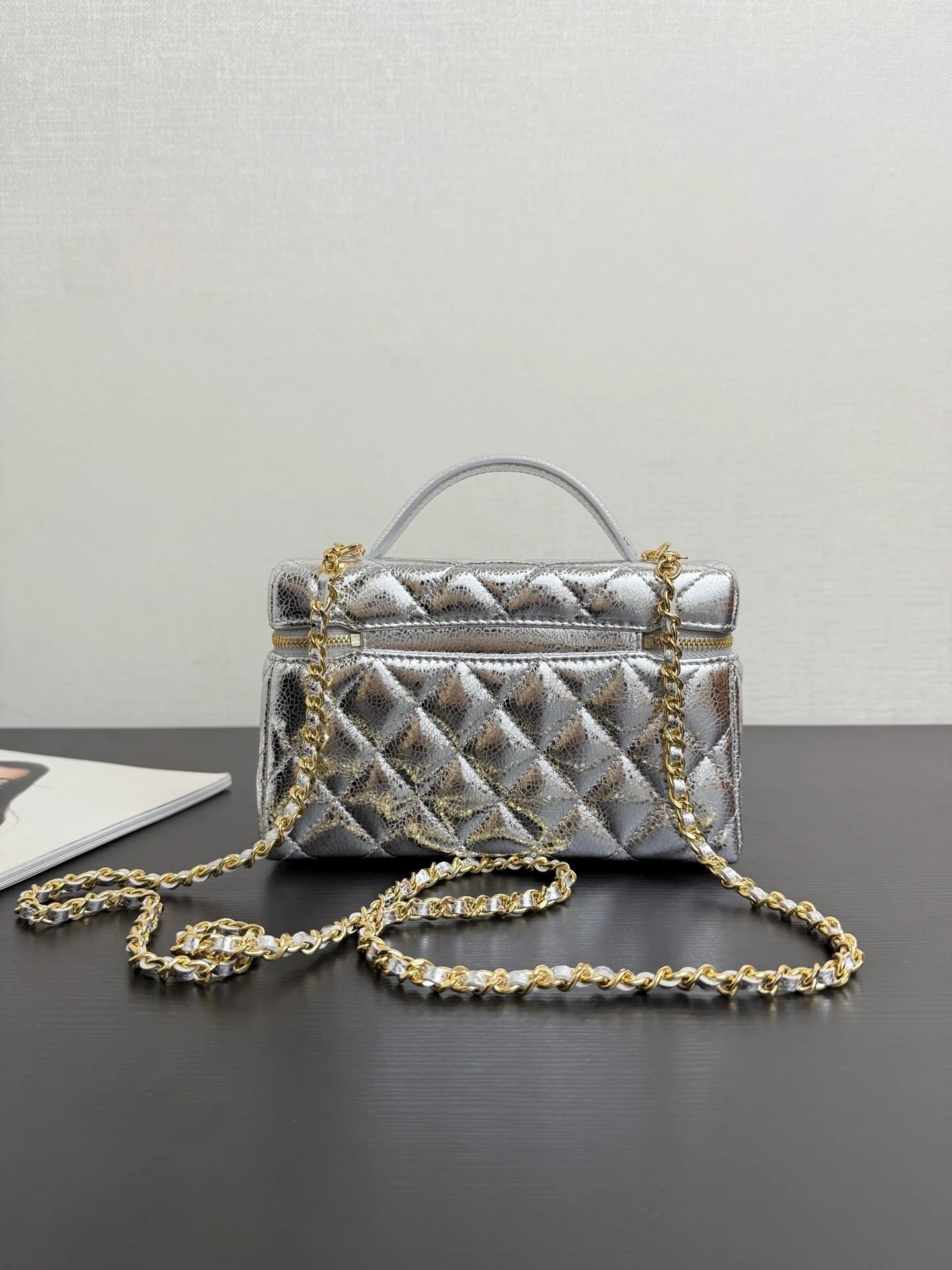 Chanel 2026 Vanity With Chain Silver Metallic Shiny Lambskin