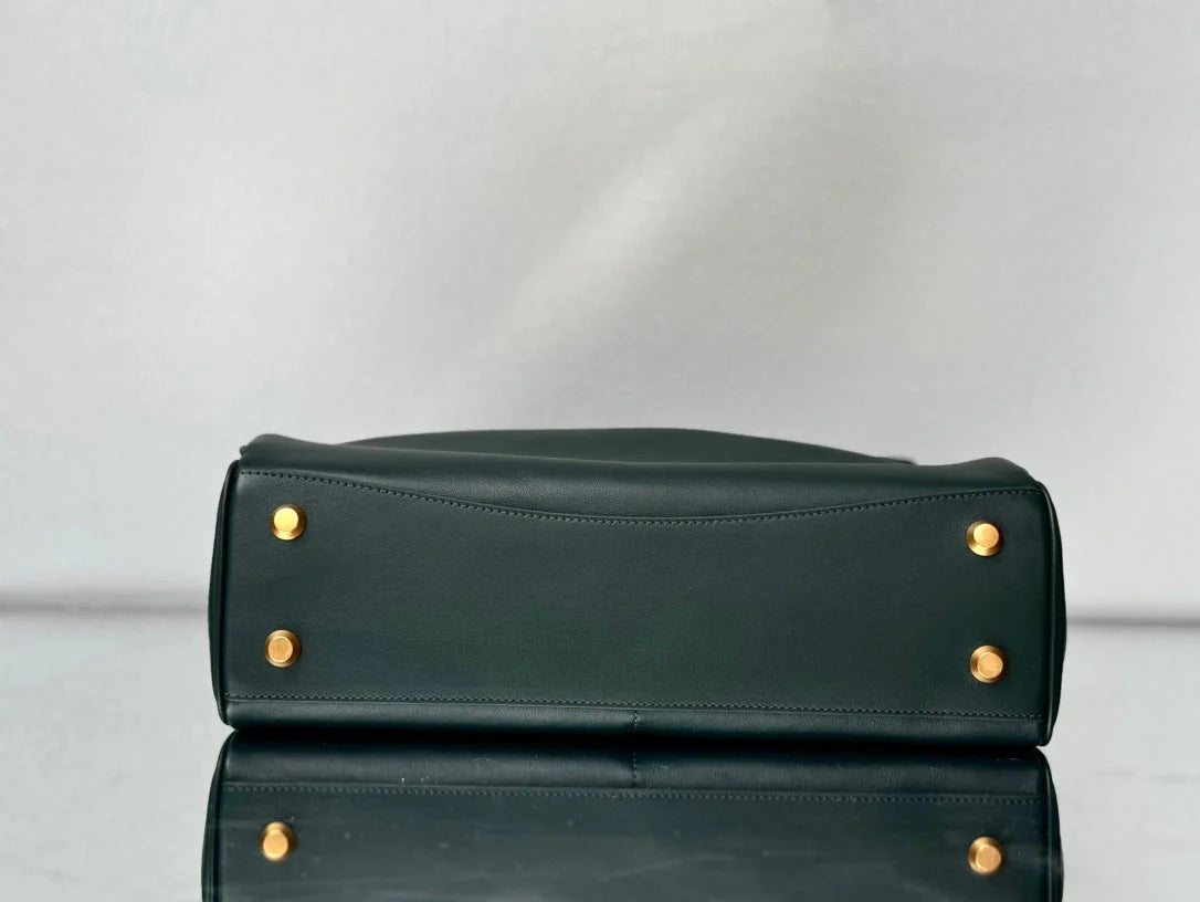 Balenciaga Medium Bag 35 Dark Green Calfskin Gold Hardware