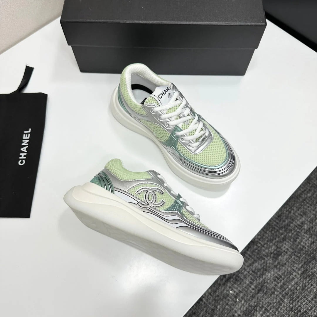 CC 26s Casual Sneakers Mint Green Sliver Fabric Cowhide 626385