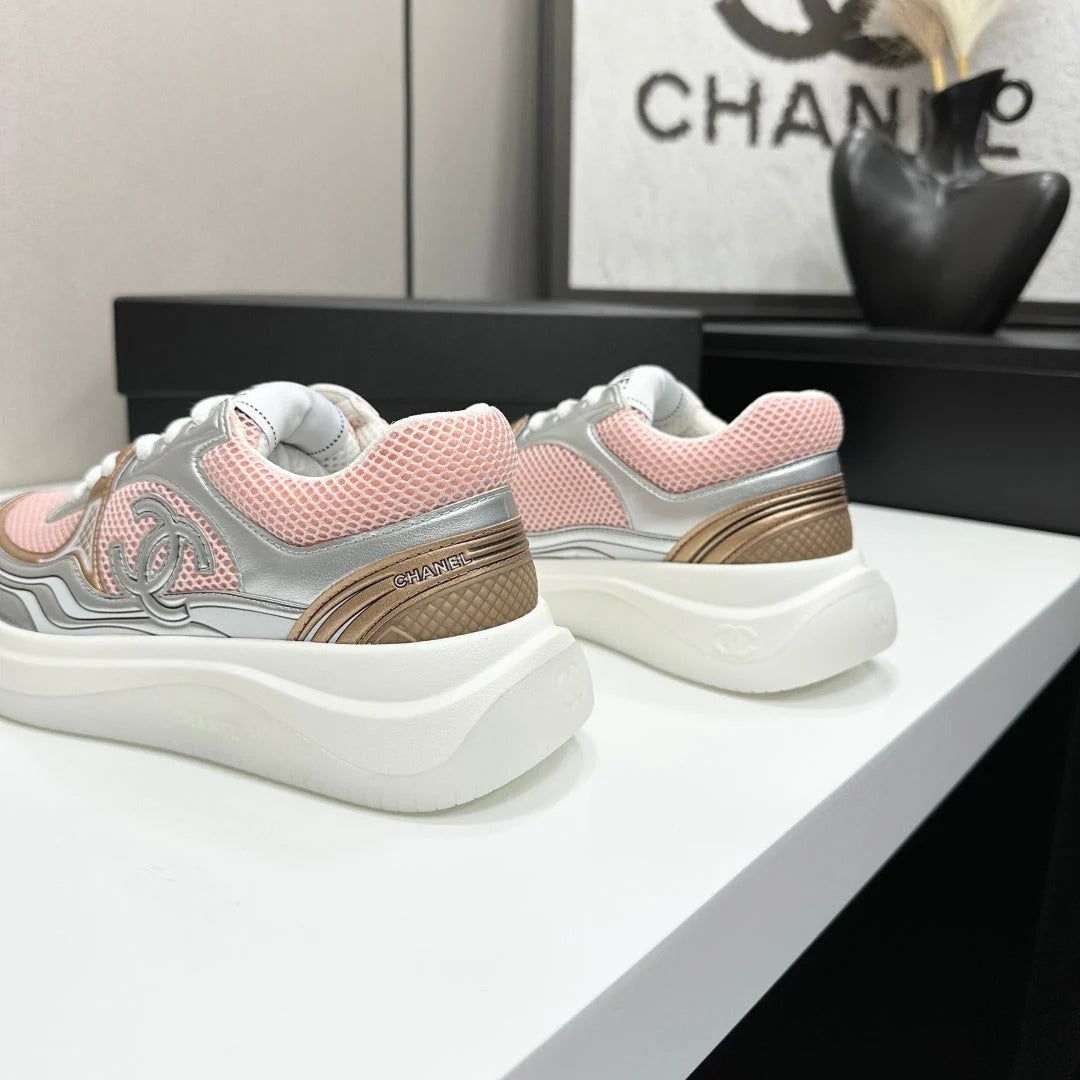 CC 26s Casual Sneakers Light Pink Gray Fabric Cowhide 626379