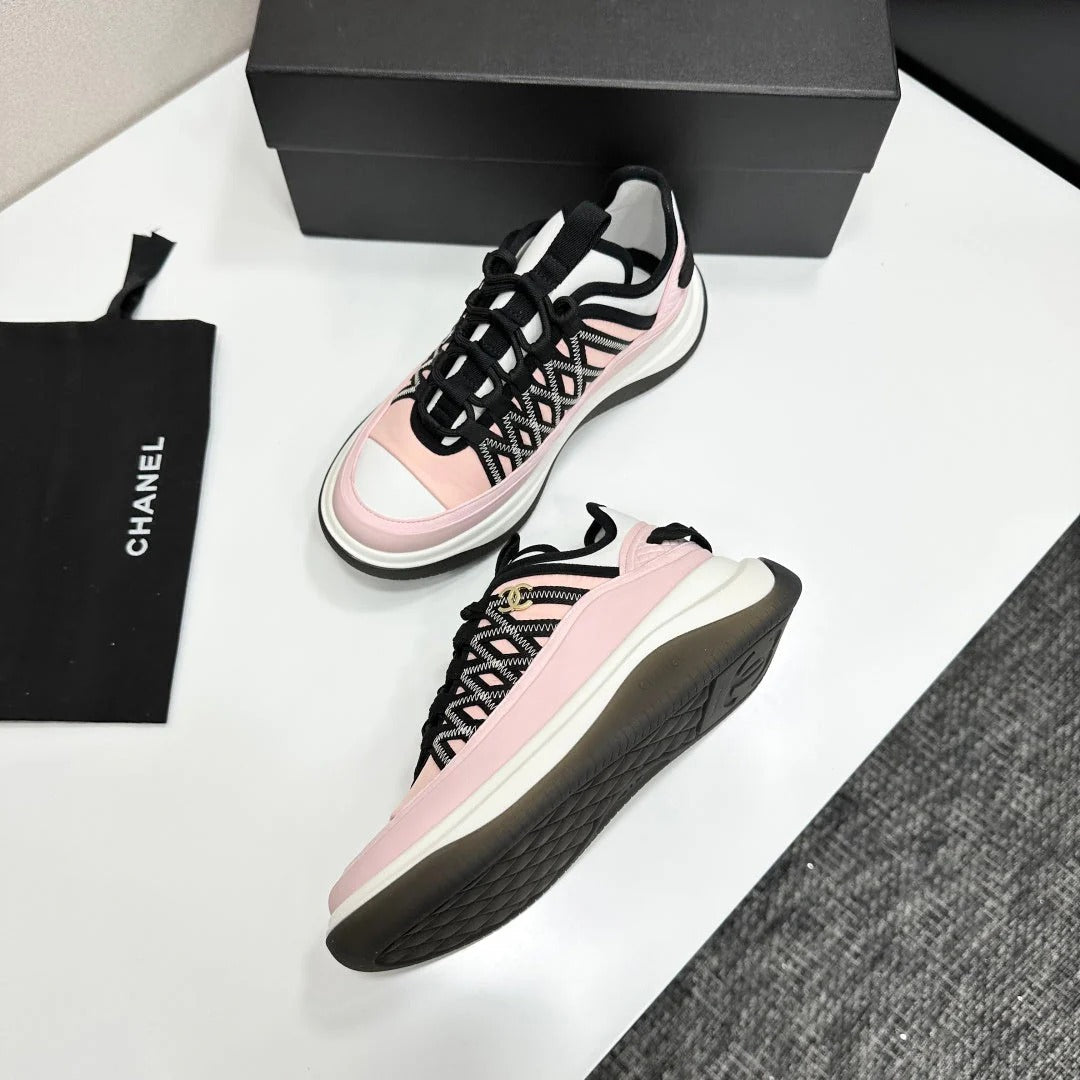 CC 26s Casual Sneakers Light Pink Black Fabric Cowhide 626374
