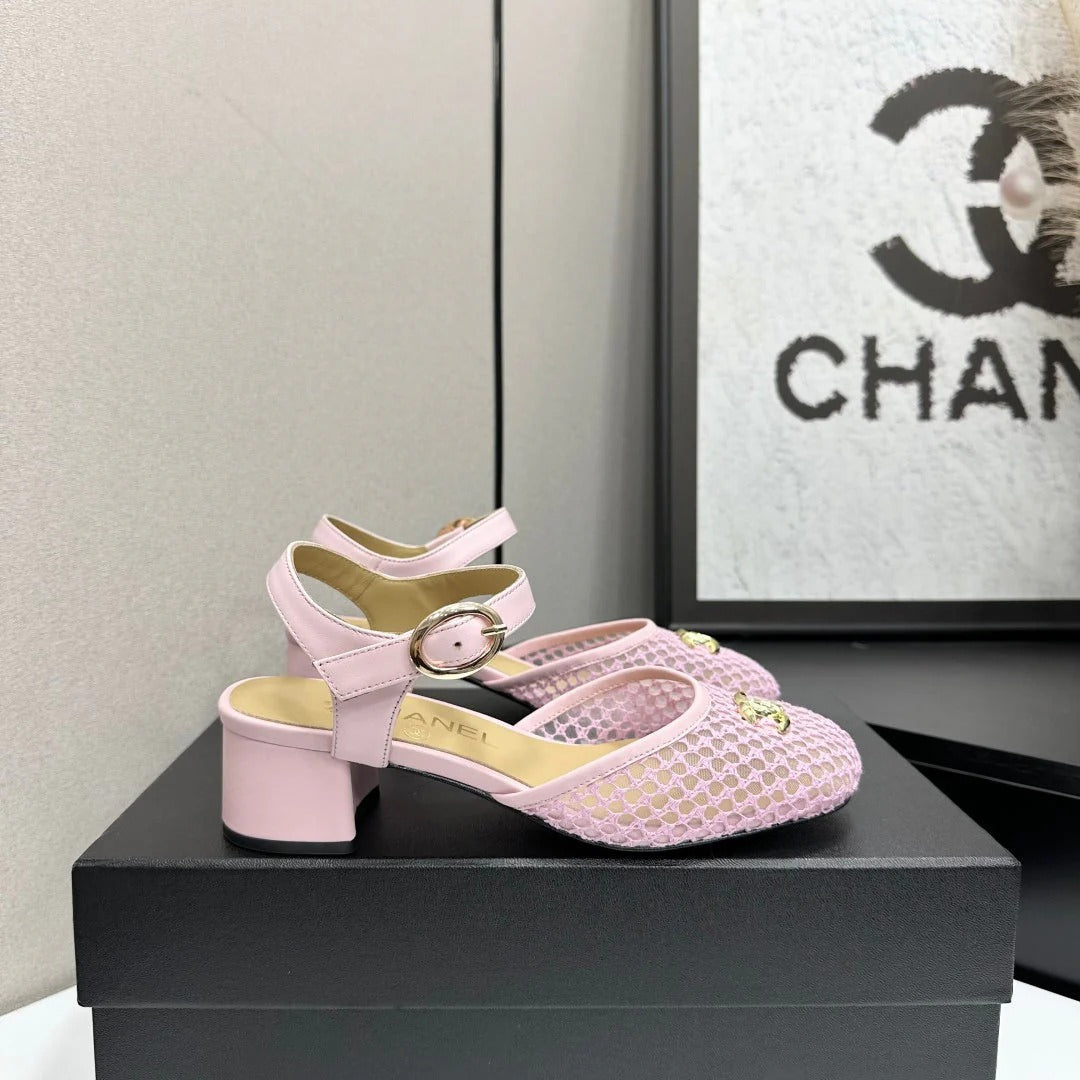 CC 2026 Mary Jane Sandals 45 Light Pink Satin Cowhide 668116