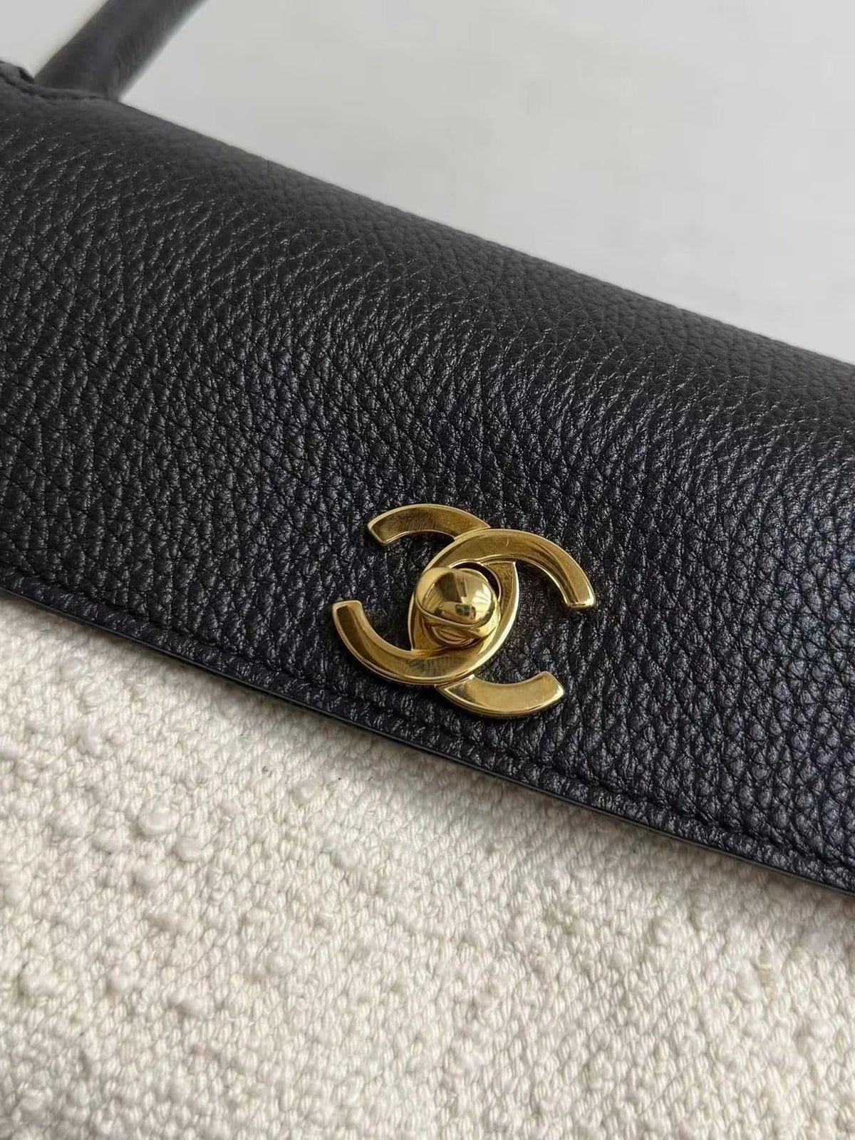 Chanel 2026 "Urban Essential" East West Bag 31cm Black Cream Tweed Calfskin