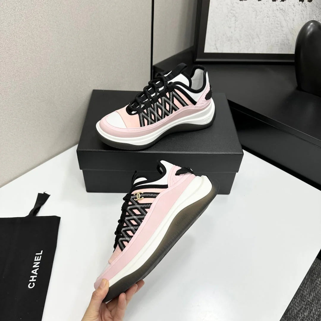 CC 26s Casual Sneakers Light Pink Black Fabric Cowhide 626374