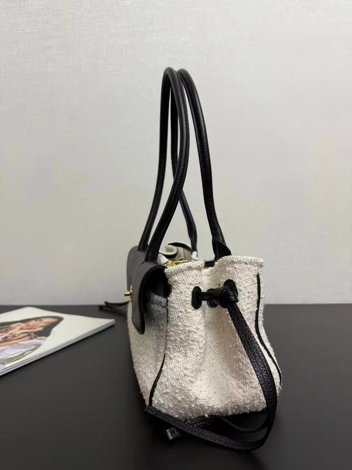 Chanel 2026 "Urban Essential" East West Bag 31cm Black Cream Tweed Calfskin