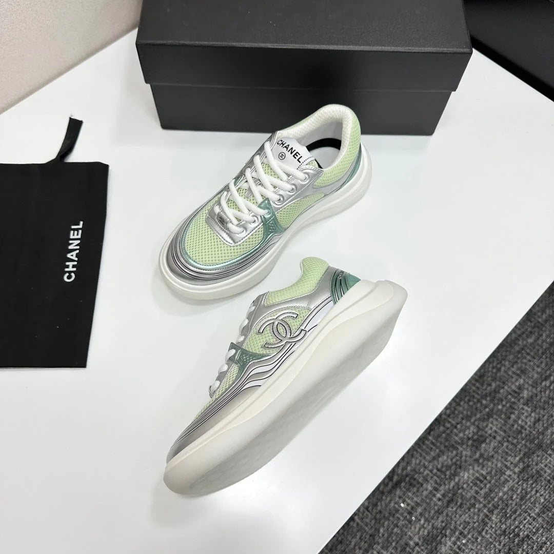 CC 26s Casual Sneakers Mint Green Sliver Fabric Cowhide 626385
