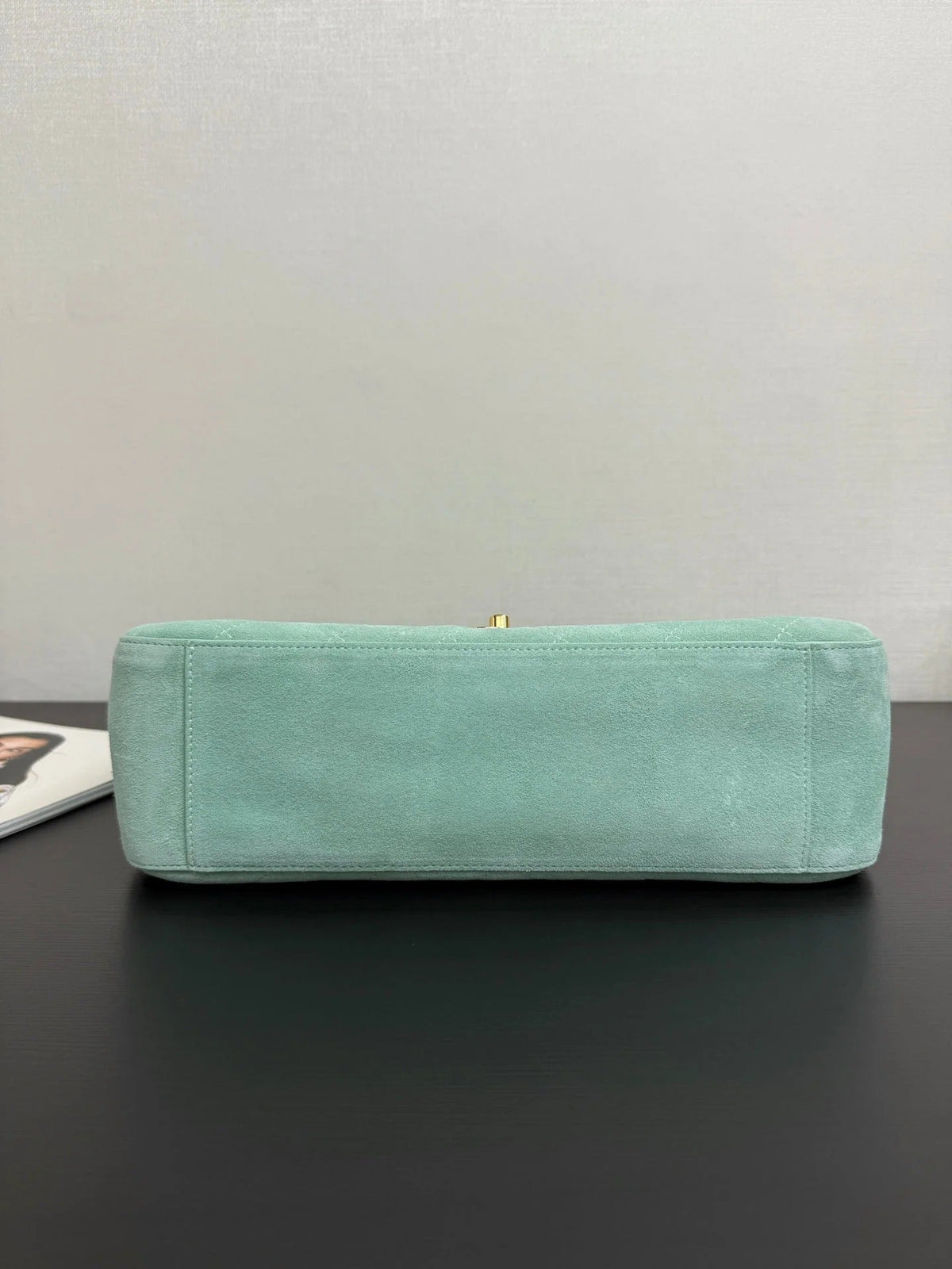 CC 2026 Flap Bag 34cm Mint Green Suede Leather