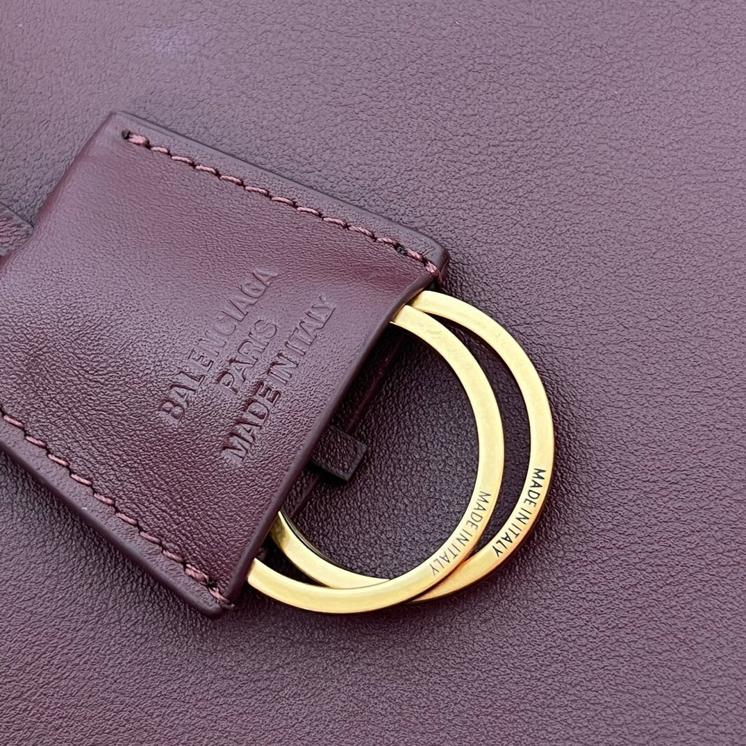 Balenciaga Mini Bag 22 Burgyndy Calfskin Gold Hardware