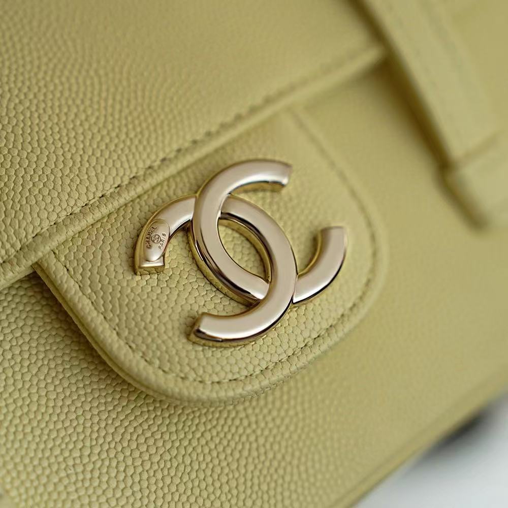 Chanel 2026 Bag 22cm Yellow Grained Shiny Calfskin