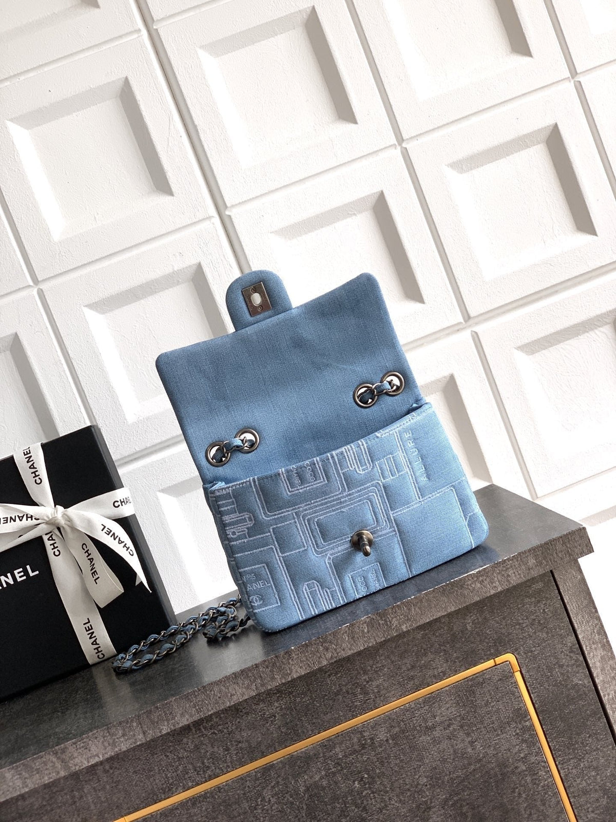 CC 2026 Flap Bag 20cm and 25cm Blue Denim Leather