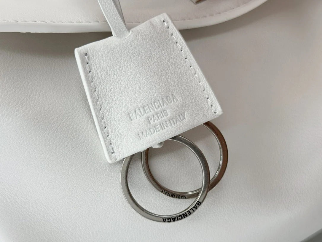 Balenciaga Medium Bag 35 White Calfskin Sliver Hardware