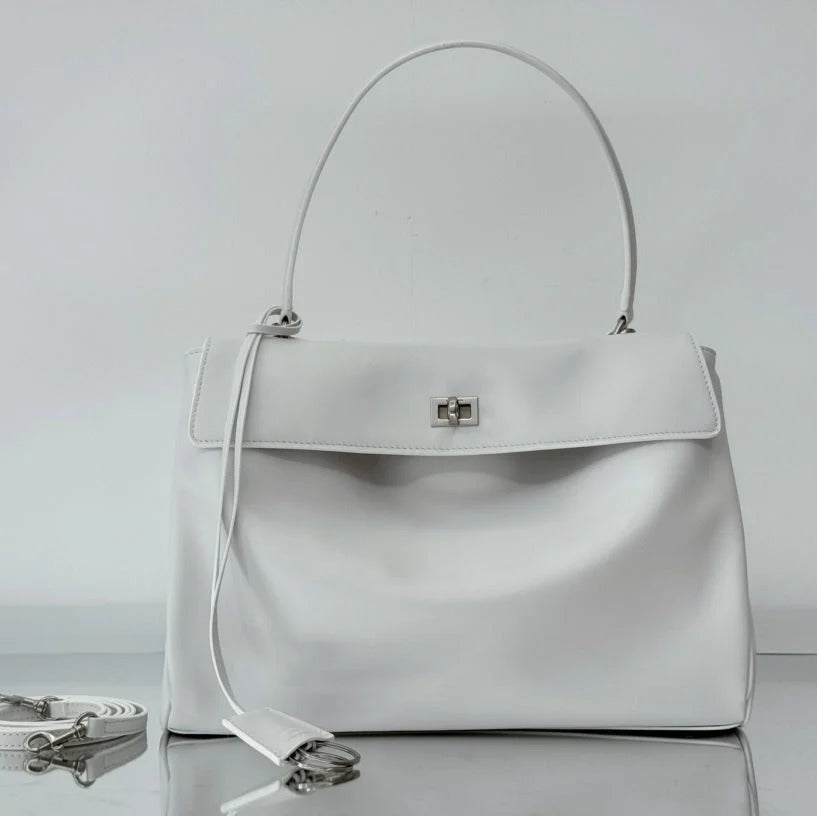 Balenciaga Medium Bag 35 White Calfskin Sliver Hardware