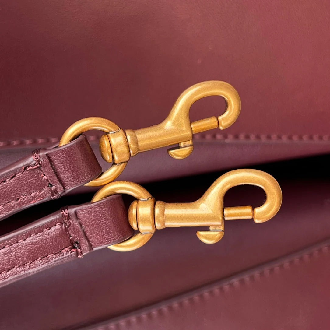 Balenciaga Mini Bag 22 Burgyndy Calfskin Gold Hardware