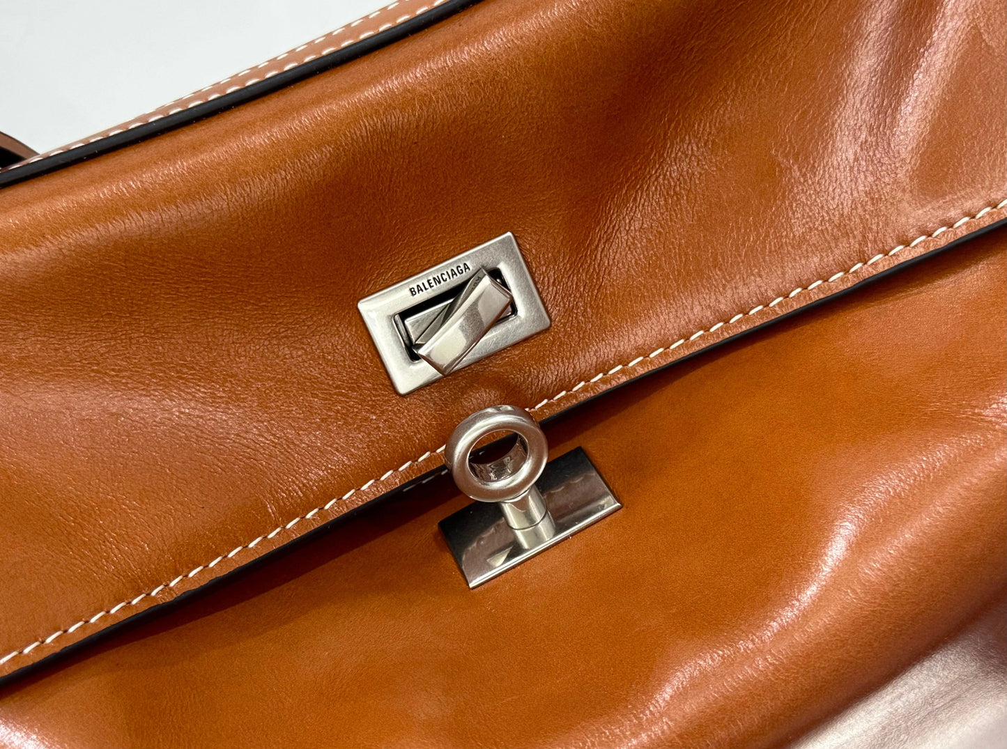Balenciaga Small Bag 29 Camel Brown Cowhide Sliver Hardware