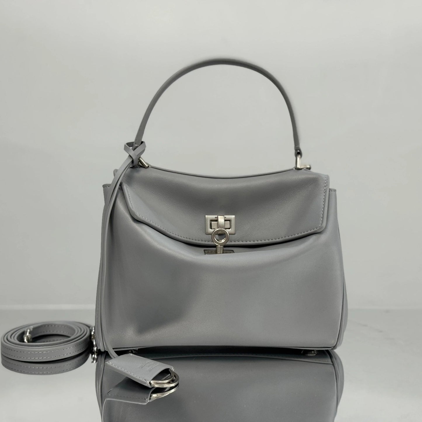 Balenciaga Medium Bag 35 Gray Calfskin Sliver Hardware