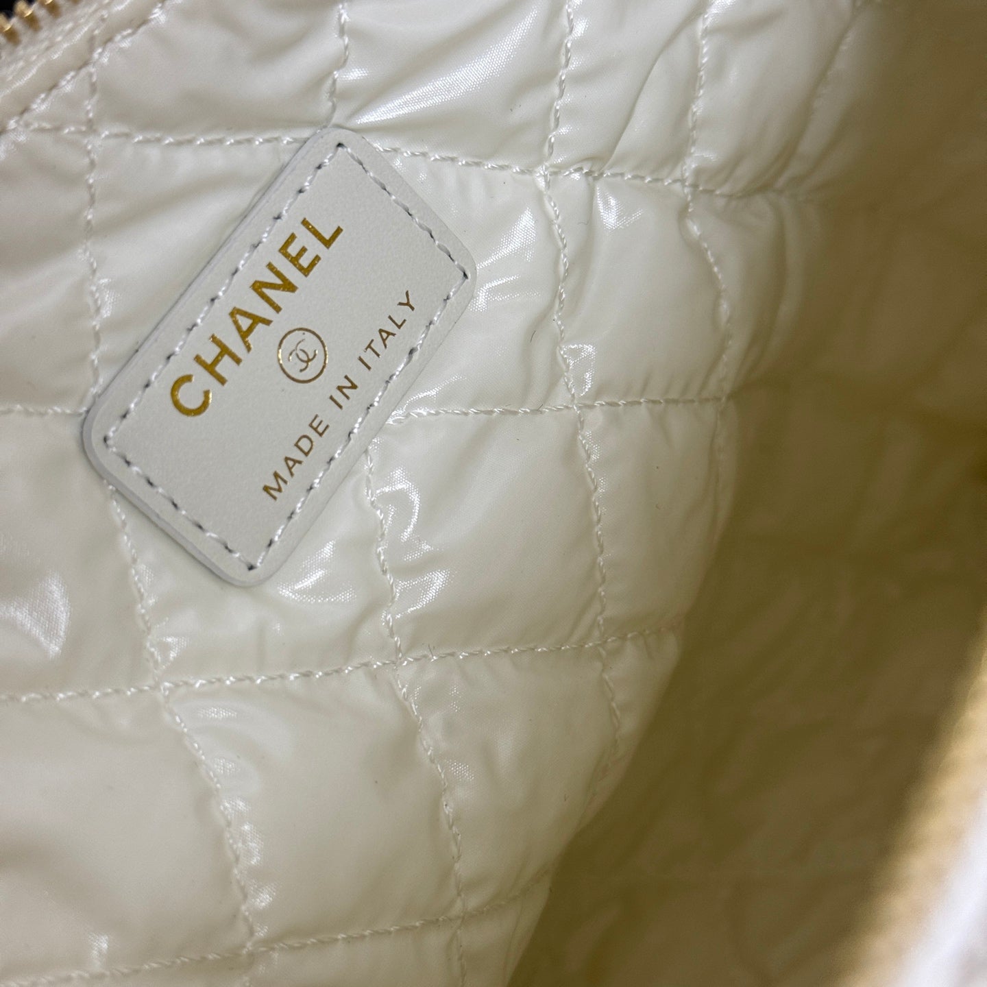 Chanel 26 Woven Clutch 19 White Beige Canvas