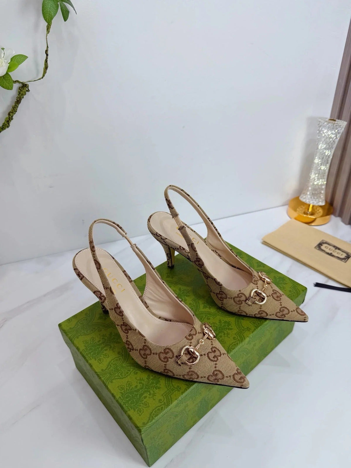 GG 26 Slingback Beige Brown Fabric 592422