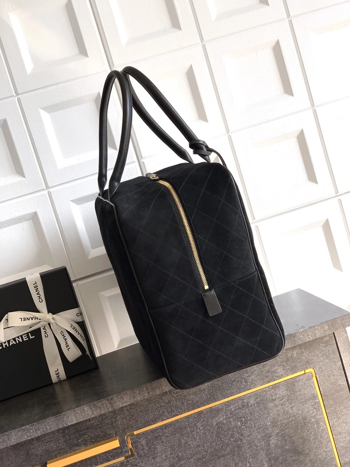 Chanel 2026 Boston Bag 41cm Black Suede
