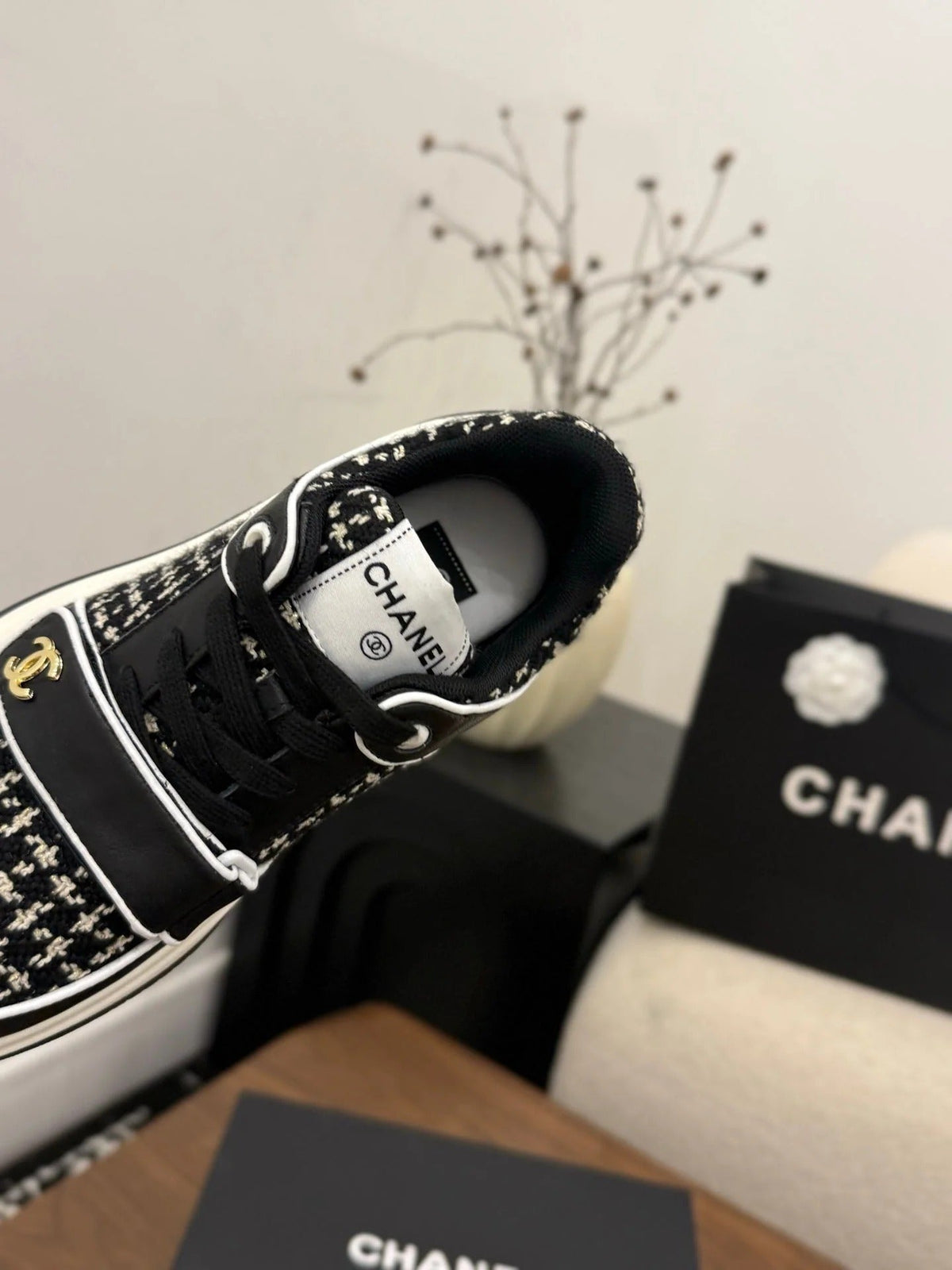 CC 26s Casual Sneaker Black Tweed Leather 183599