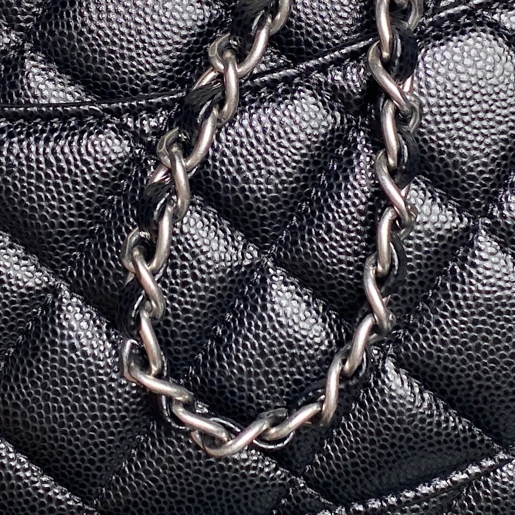 CHANEL 25S FLAP BAG 19 IN BLACK CALFSKIN SILVER HARDWARE