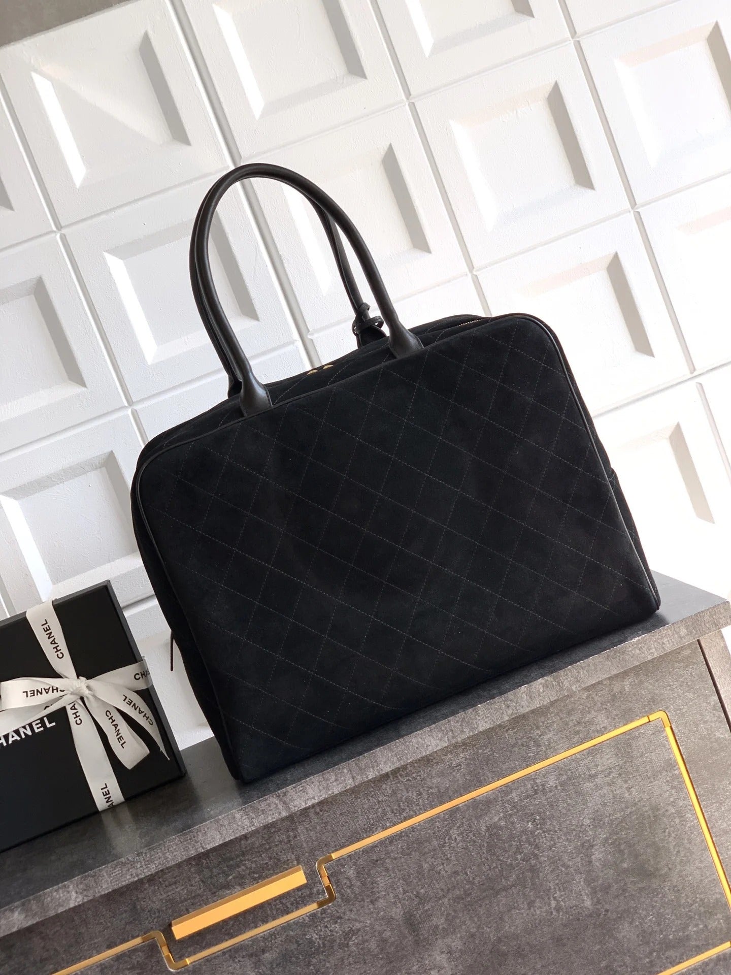 Chanel 2026 Boston Bag 41cm Black Suede